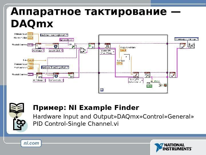 Аппаратное тактирование —  DAQmx Пример : NI Example Finder Hardware Input and Output»