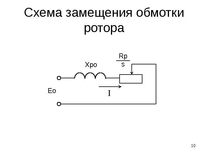 Схема замещения обмотки ротора 10 Ео IХро Rр s 