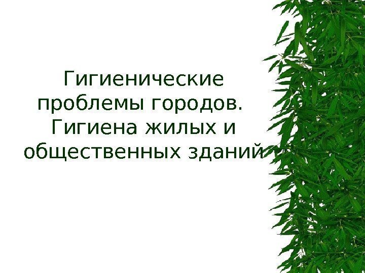 Гигиенические проблемы городов.  Гигиена жилых и общественных зданий 