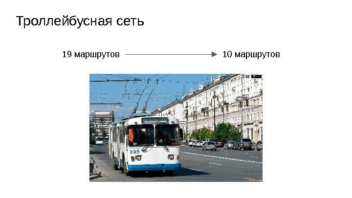 Троллейбусная сеть 19 маршрутов 10 маршрутов 