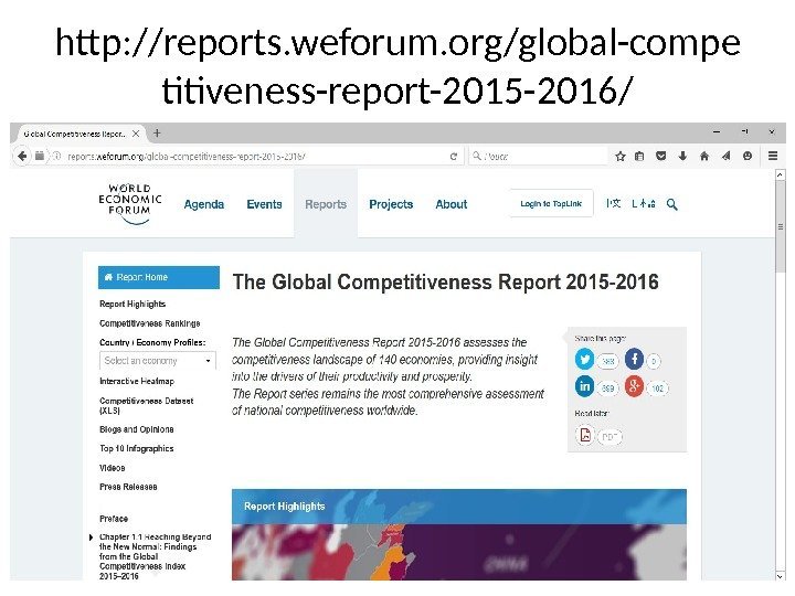 http: //reports. weforum. org/global-compe titiveness-report-2015 -2016/ 44 