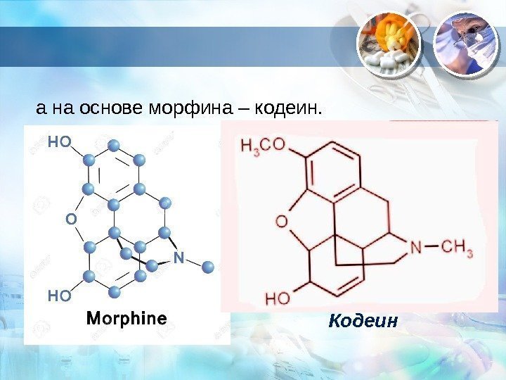. а на основе морфина – кодеин. Кодеин  