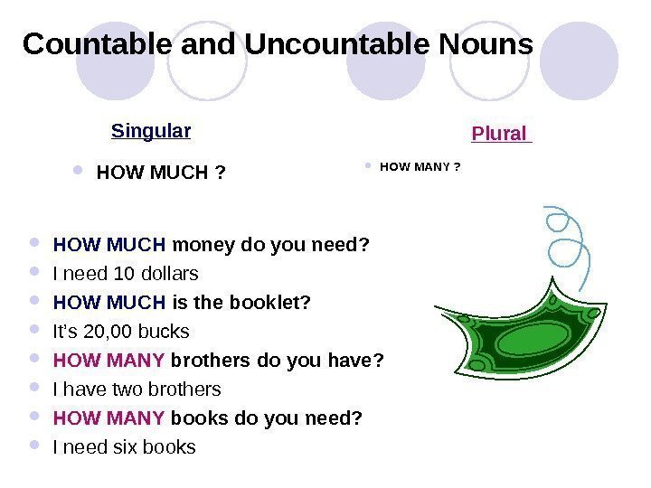   Countable and Uncountable Nouns HOW MUCH ?  HOW MUCH money do