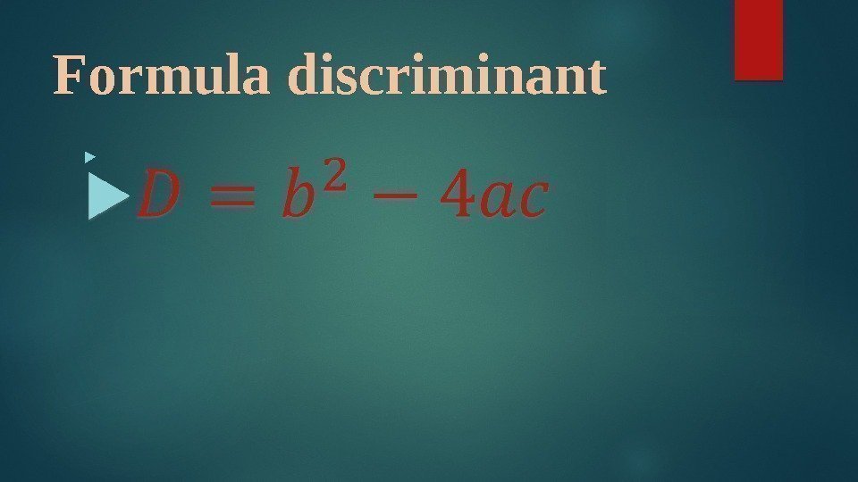 Formula discriminant 