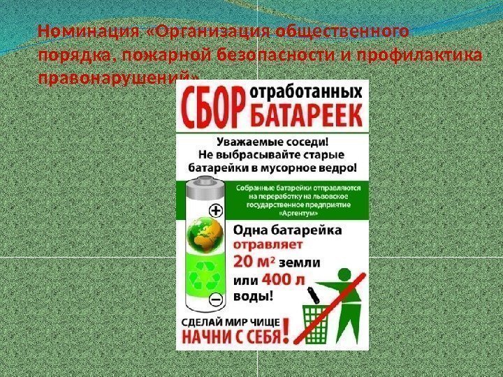 Номинация «Организация общественного порядка, пожарной безопасности и профилактика правонарушений» 