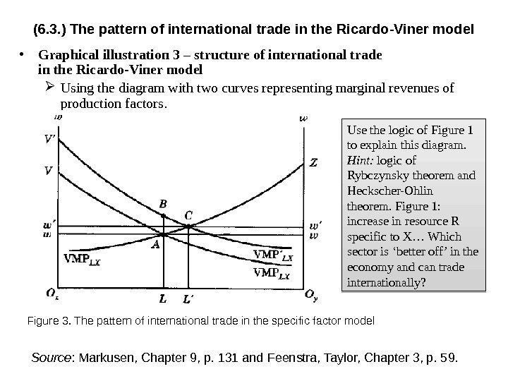 (6. 3. ) The pattern of international trade in the Ricardo-Viner model • Graphical