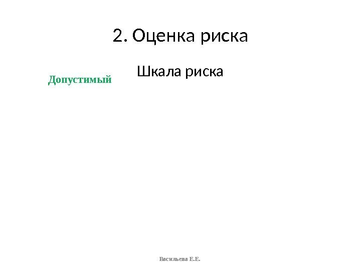 2. Оценка риска Шкала риска Васильева Е. Е. Допустимый 