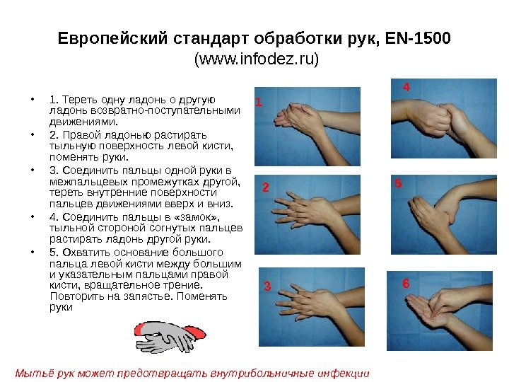 Европейский стандарт обработки рук, EN-1500 (www. infodez. ru) • 1. Тереть одну ладонь о