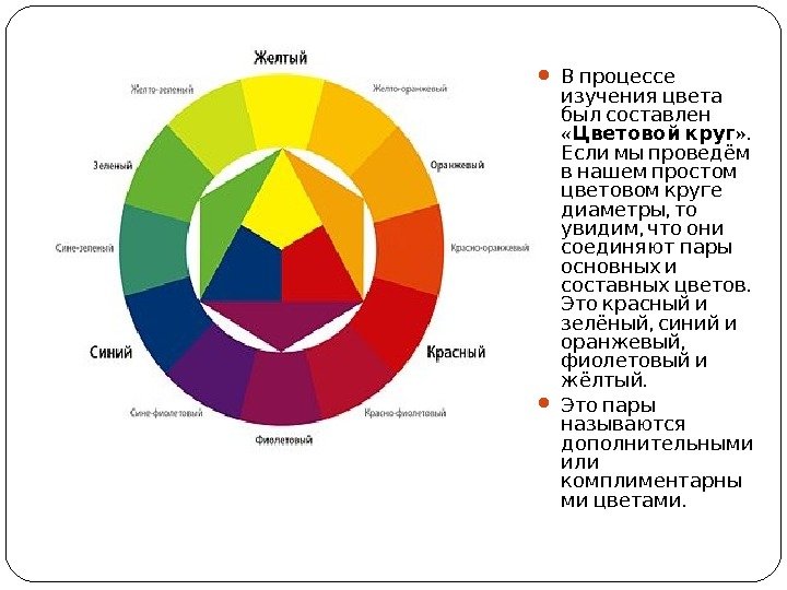   В процессе изучения цвета был составлен «  » Цветовой круг. 