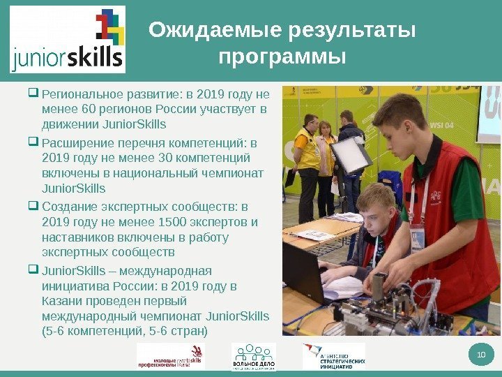 10 Ожидаемые результаты программы Региональное развитие: в 2019 году не менее 60 регионов России