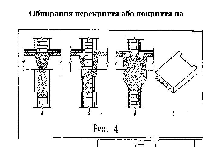 Обпирання перекриття або покриття на протипожежну стіну 