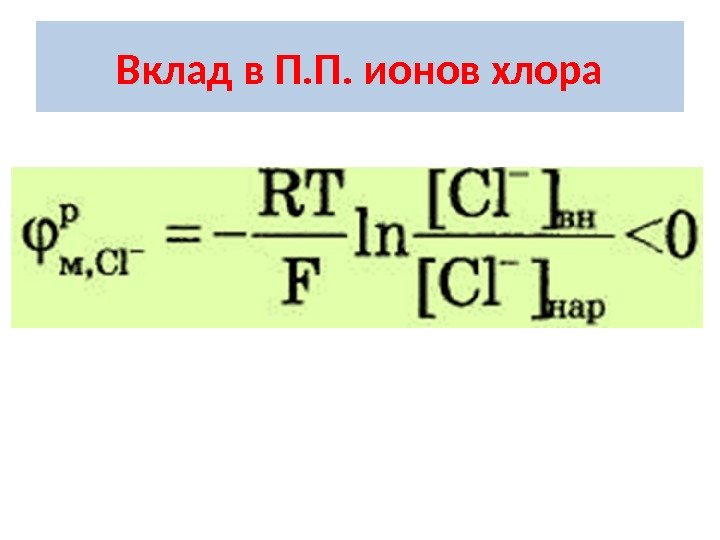 Вклад в П. П. ионов хлора 