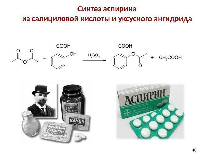 Синтез аспирина из салициловой кислоты и уксусного ангидрида 46 