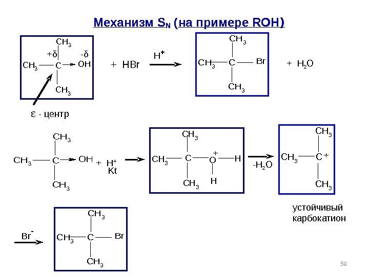 Механизм SN ( на примере ROH ) C H 3 O H 50 C