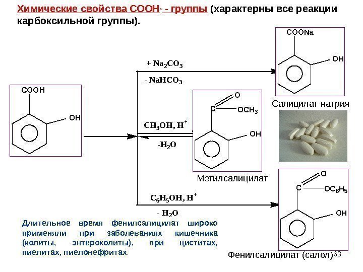 63 Химические свойства СООН - - группы (характерны все реакции карбоксильной группы). C O