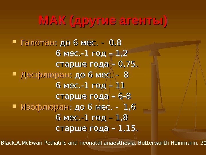 МАК (другие агенты) Галотан : до 6 мес. - 0, 8   