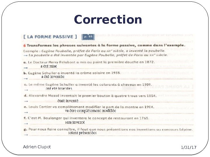 Correction 1/31/17 Adrien Clupot 7 