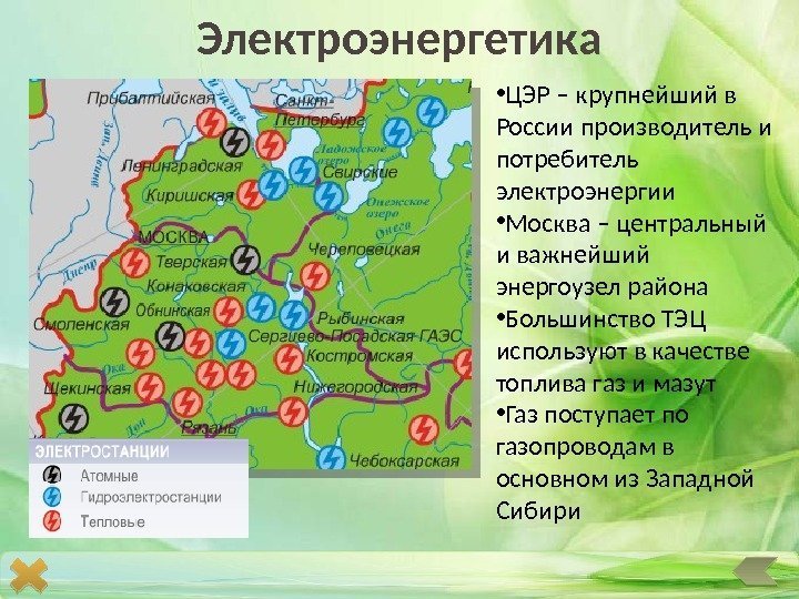 Электроэнергетика • ЦЭР – крупнейший в России производитель и потребитель электроэнергии • Москва –