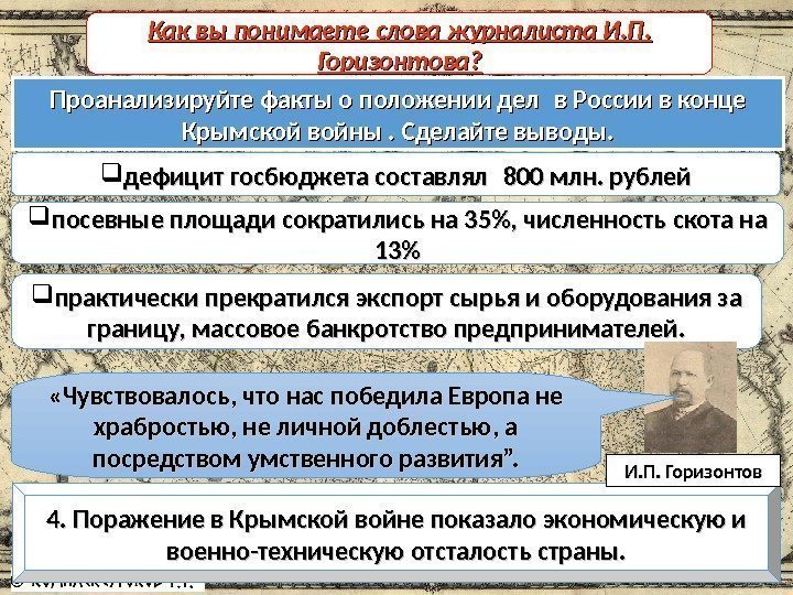 Причины отмены крепостного права дефицит госбюджета составлял 800 млн. рублей посевные площади сократились на