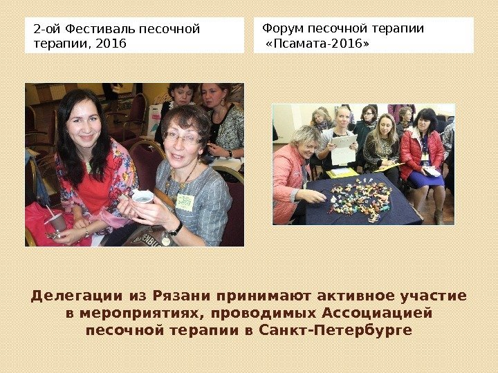 Делегации из Рязани принимают активное участие в мероприятиях, проводимых Ассоциацией песочной терапии в Санкт-Петербурге