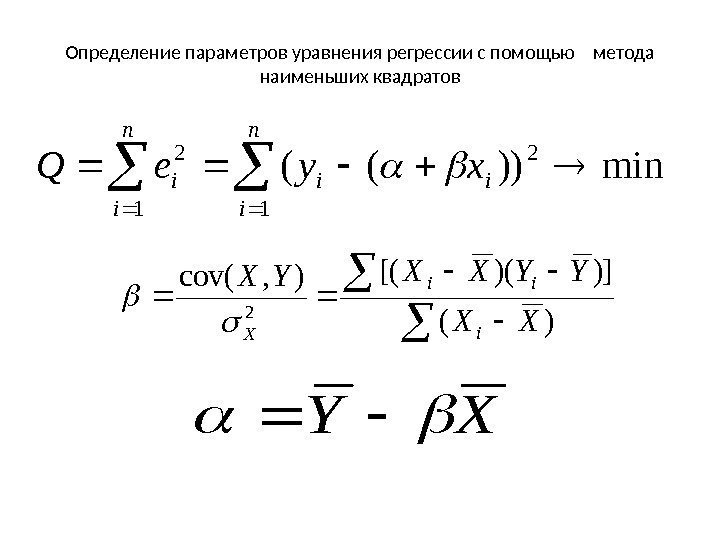 Определение параметров уравнения регрессии с помощью  метода наименьших квадратовmin))(( 2 11 2 