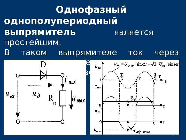 Однофазный однополупериодный выпрямитель