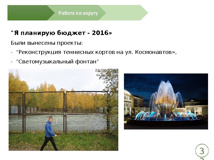 Я планирую бюджет - 2016» Были вынесены проекты: - Реконструкция теннисных кортов на ул.