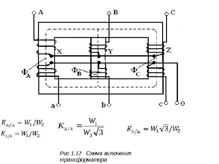 Рис 1. 17  Схема включения трансформатора 32 1 / W W K 