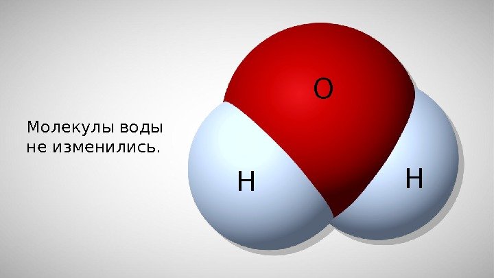 Молекулы воды не изменились. H HO 