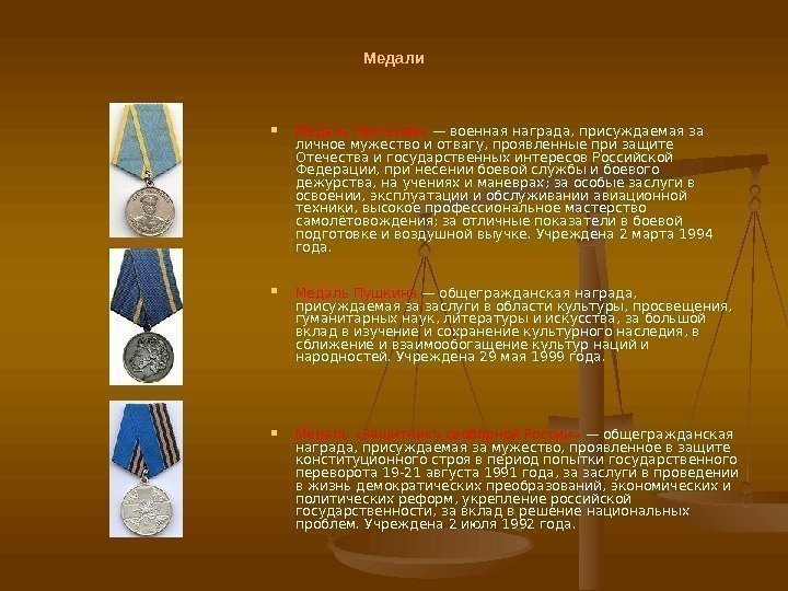 Медали Медаль Нестерова — военная награда, присуждаемая за личное мужество и отвагу, проявленные при