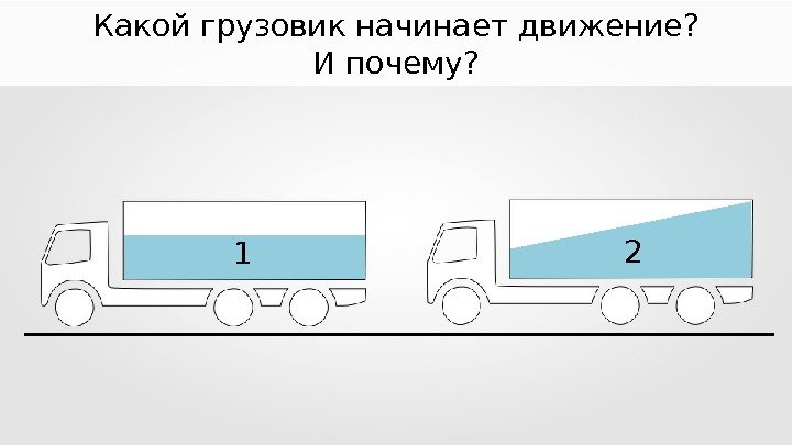 1 2 Какой грузовик начинает движение? И почему?  