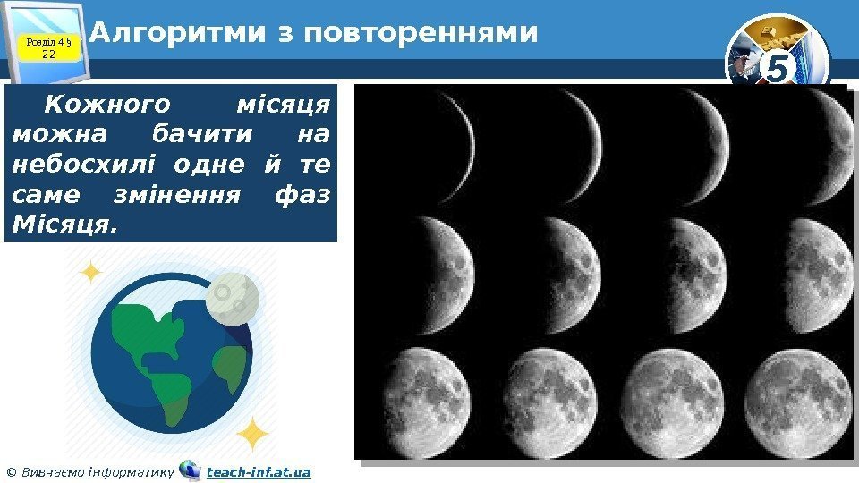 5 © Вивчаємо інформатику   teach-inf. at. ua. Алгоритми з повтореннями Кожного місяця