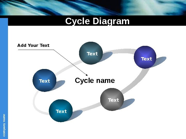 com pany nam e Cycle Diagram Text Text Cycle name. Add Your Text 
