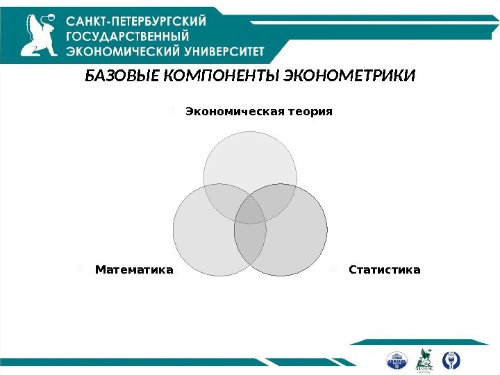 БАЗОВЫЕ КОМПОНЕНТЫ ЭКОНОМЕТРИКИ Экономическая теория Статистика Математика  