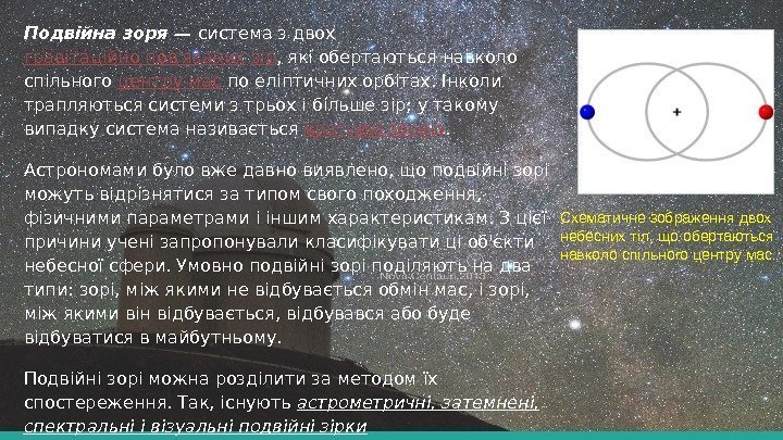 Подвійна зоря — система з двох гравітаційно пов'язаних  зір , які обертаються навколо