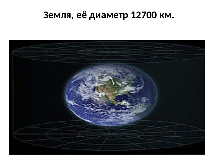 Земля, её диаметр 12700 км. 