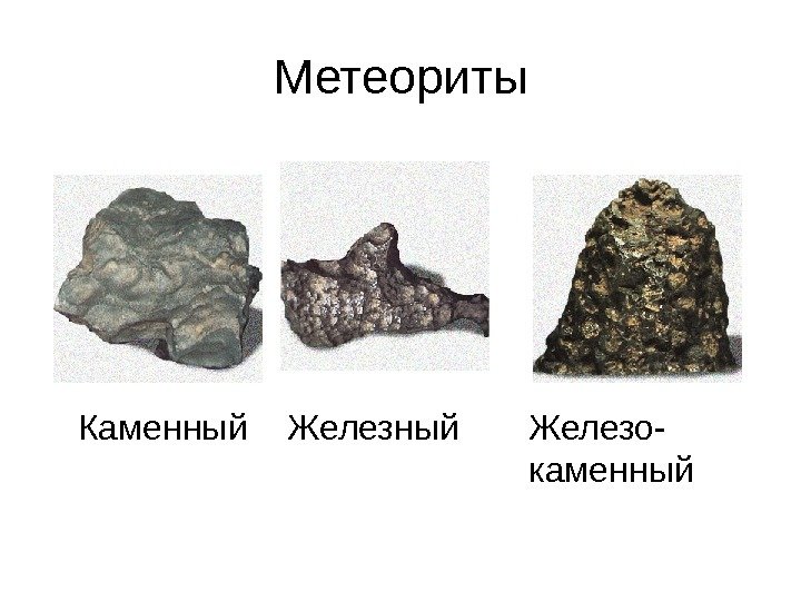 Метеориты Каменный  Железо- каменный 