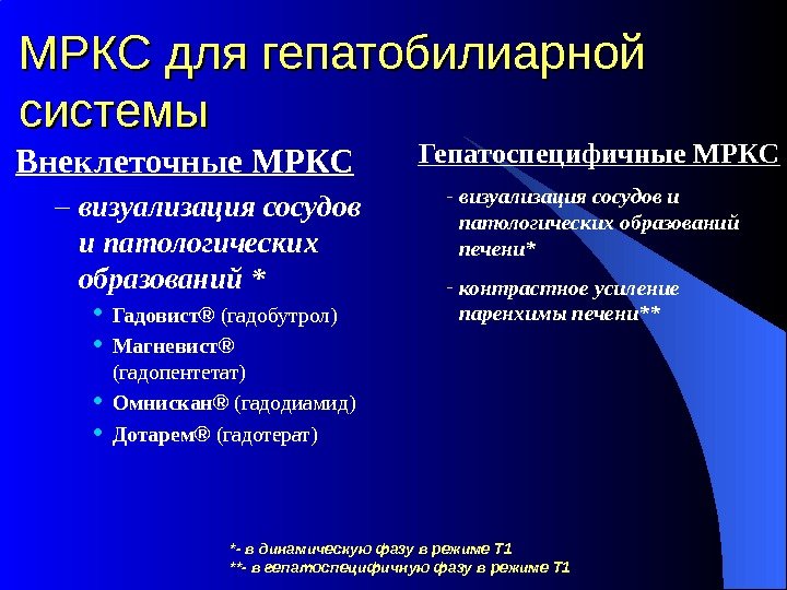 Внеклеточные МРКС – визуализация сосудов и патологических образований * Гадовист ® (гадобутрол ) Магневист