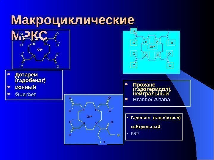  Дотарем (гадобен ат) ионный Guerbet. Макроциклические МРКС Проханс (гадотеридол),  нейтральный  Bracco/