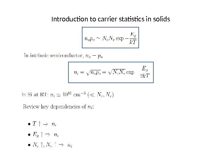 Introduction to carrier statistics in solids 