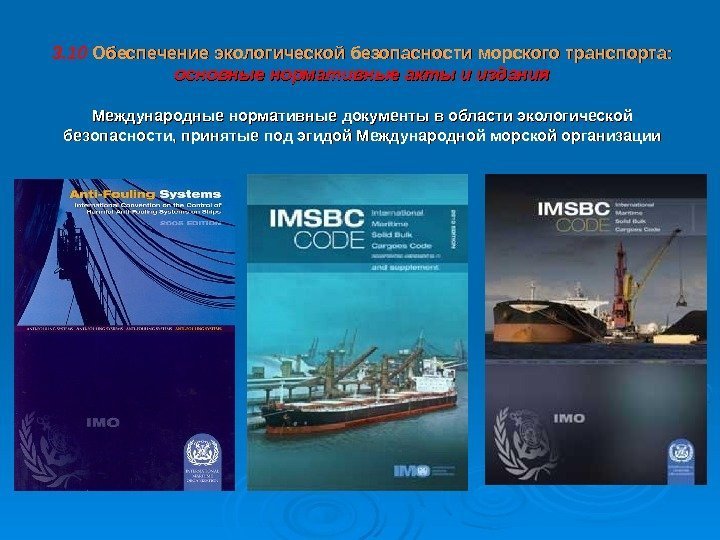 3. 10 Обеспечение экологической безопасности  морского транспорта: основные нормативные акты и издания Международные