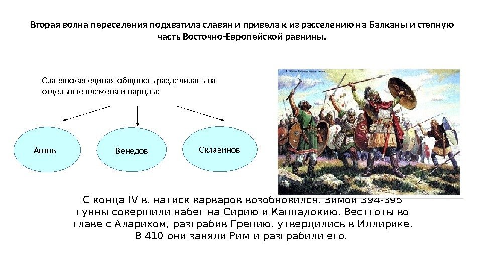 С конца IV в. натиск варваров возобновился. Зимой 394 -395 гунны совершили набег на