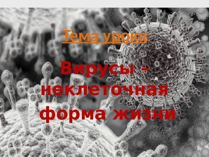 Тема урока : Вирусы – неклеточная  форма жизни 
