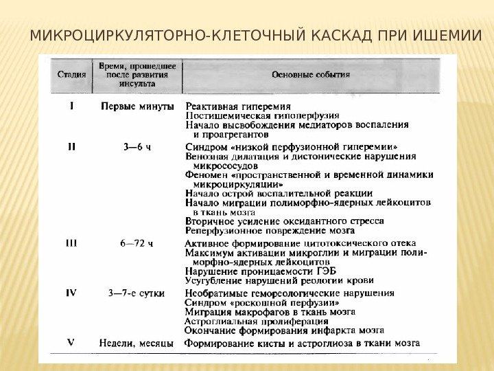 МИКРОЦИРКУЛЯТОРНО-КЛЕТОЧНЫЙ КАСКАД ПРИ ИШЕМИИ 