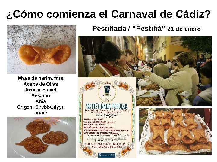   ¿Cómo comienza el Carnaval de Cádiz? Masa de harina frita Aceite de