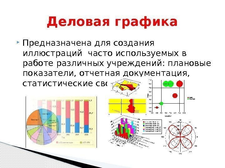  Предназначена для создания иллюстраций часто используемых в работе различных учреждений: плановые показатели, отчетная