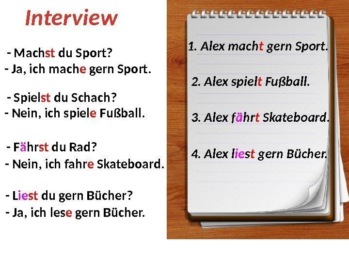 Interview - Mach st du Sport? - Ja, ich mach e gern Sport. -