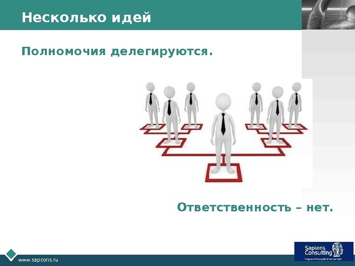 LOGO www. sapcons. ru Несколько идей Полномочия делегируются. Ответственность – нет. 