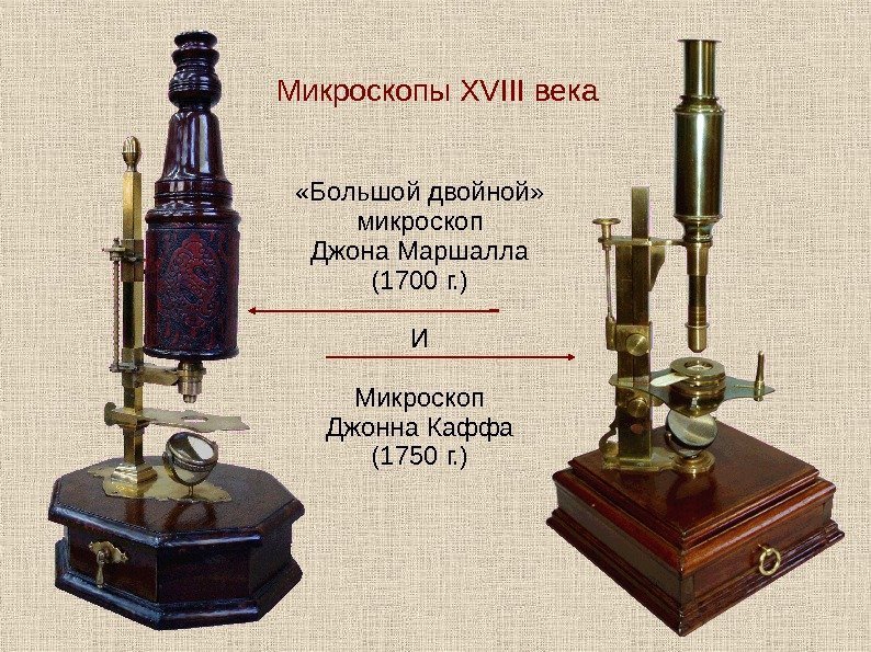   Микроскопы XVIII века «Большой двойной»  микроскоп Джона Маршалла (1700 г. )