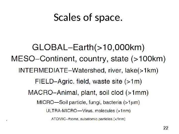 22 Scales of space.  